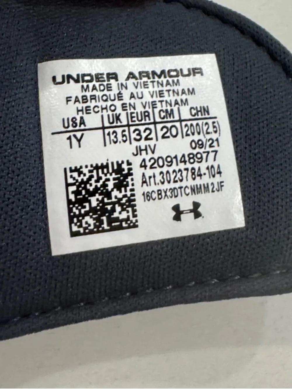 Under Armour Gray and Black Camo Kids Slide Sandals